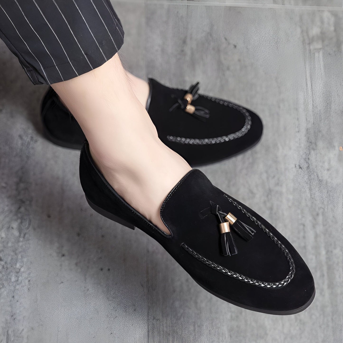 Aurora Mocassins homme daim marron torsade glands