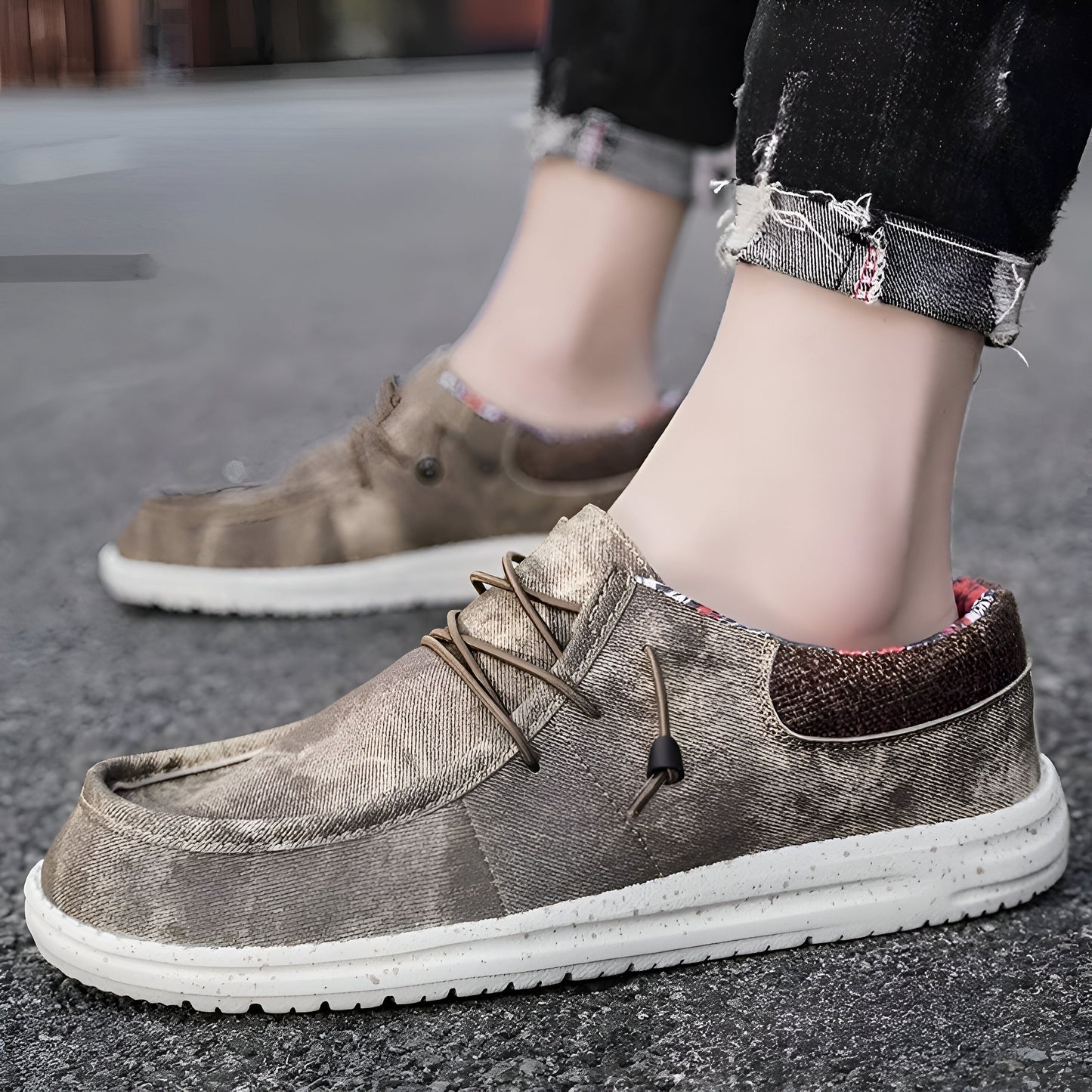 BrandX Mocassins Homme Respirants Détails Floraux