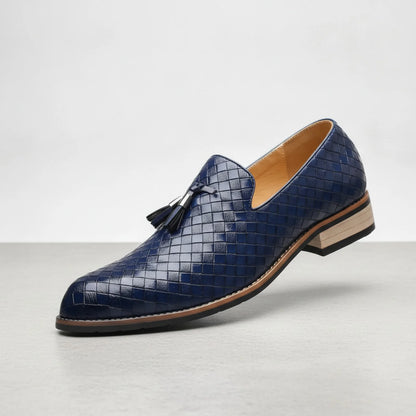 Mocassins Homme Simili Cuir Tressé, Glands Raffinés Pro