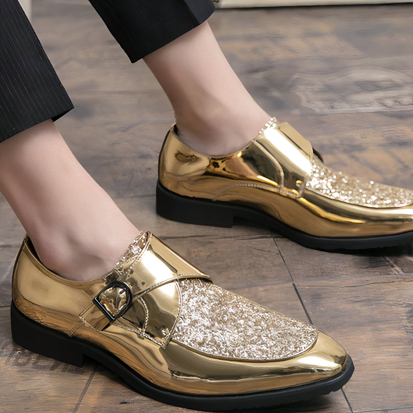 BrandLux Mocassins Homme Vernis Pailletés Raffinés