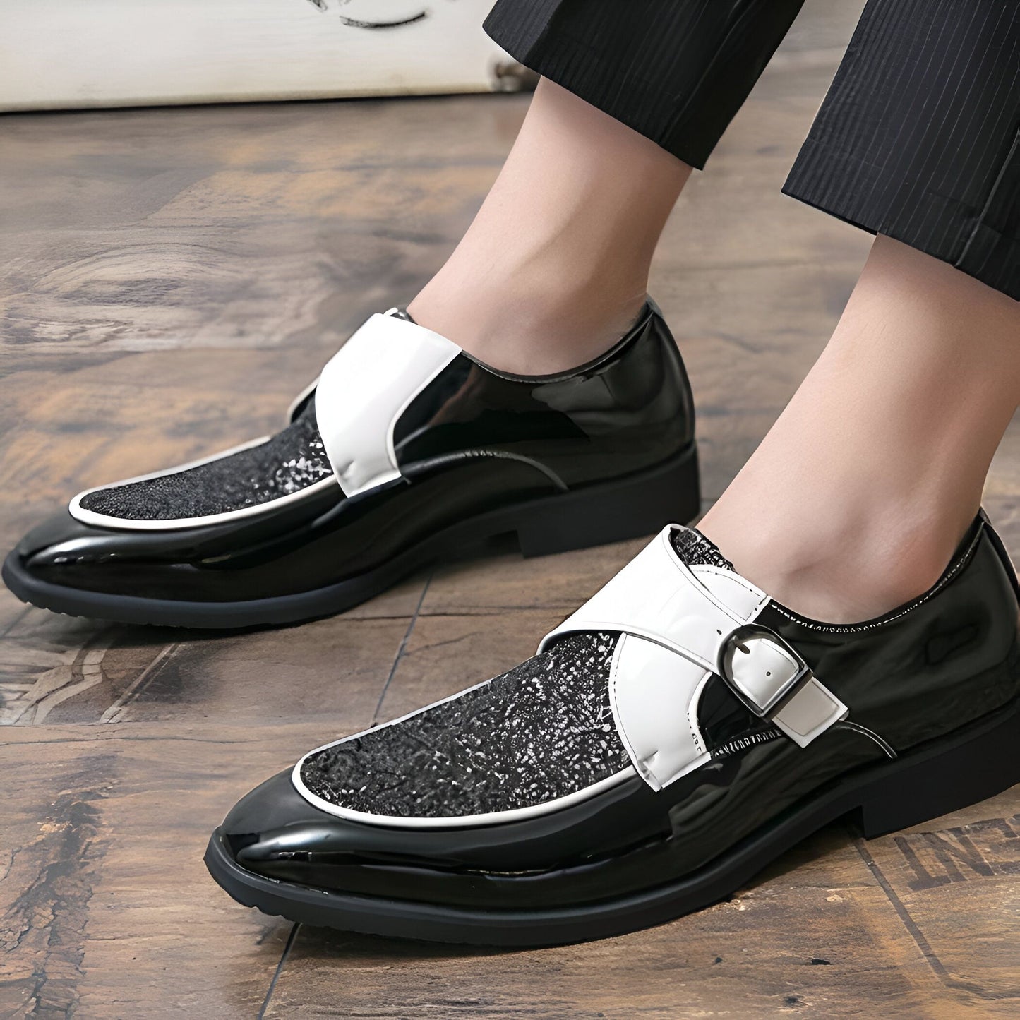 BrandLux Mocassins Homme Vernis Pailletés Raffinés