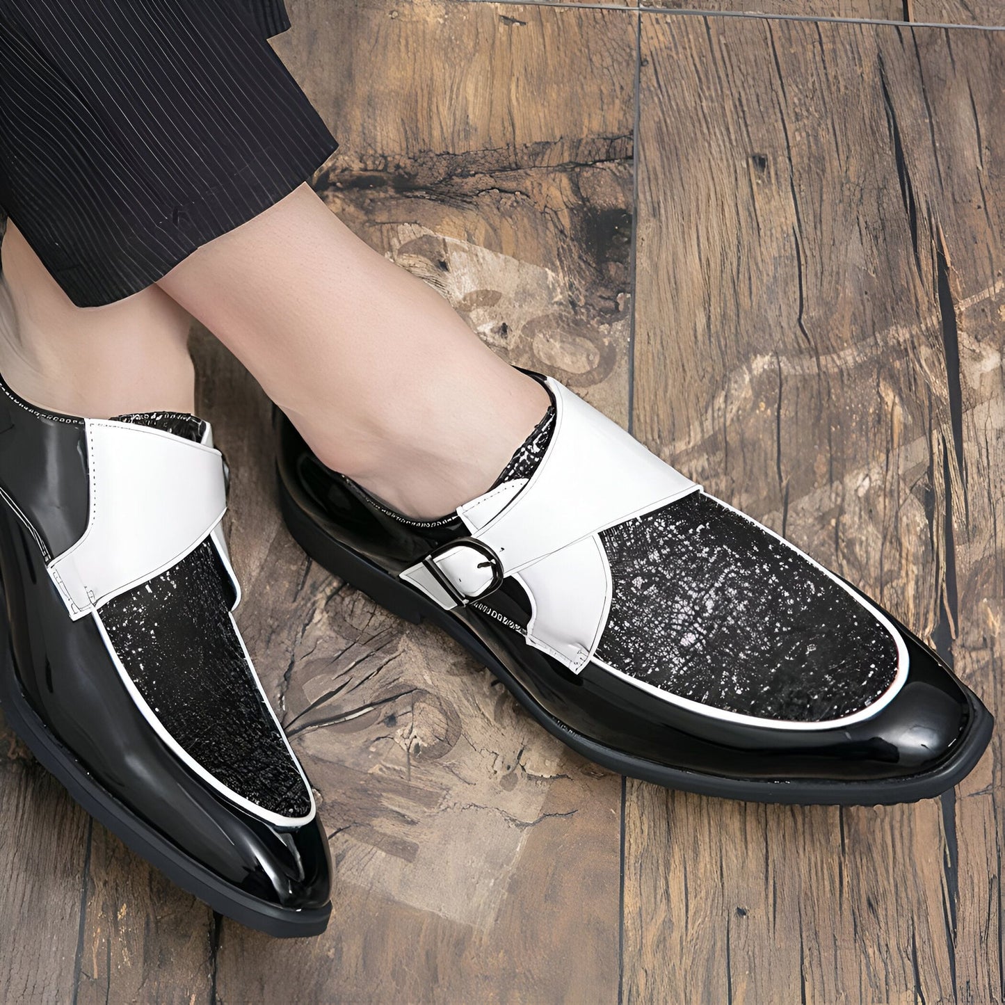 BrandLux Mocassins Homme Vernis Pailletés Raffinés