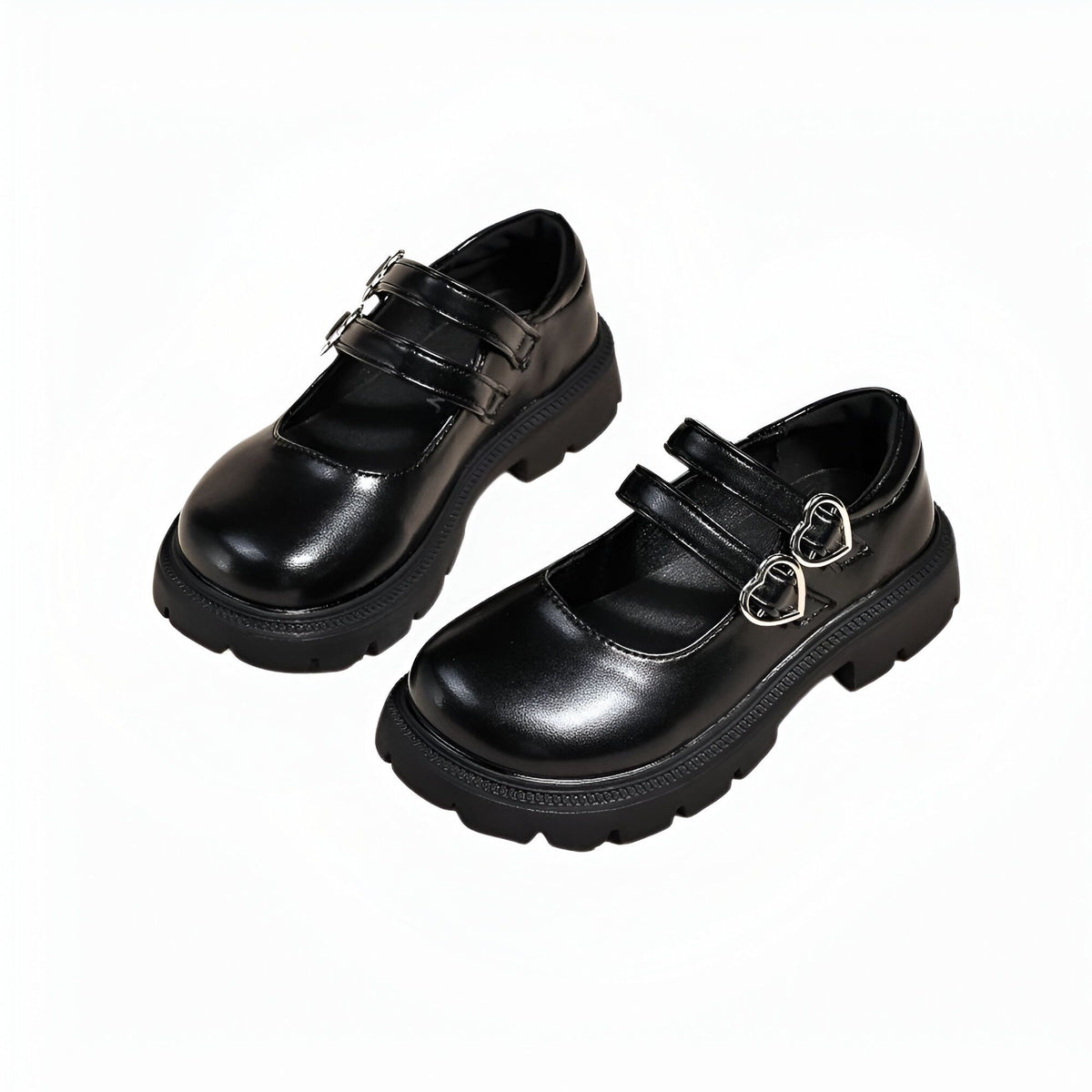 NovaX Mocassins Fille Brides Cœur Noirs Style Soigné