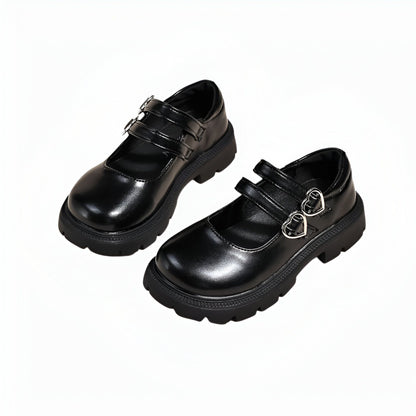 NovaX Mocassins Fille Brides Cœur Noirs Style Soigné