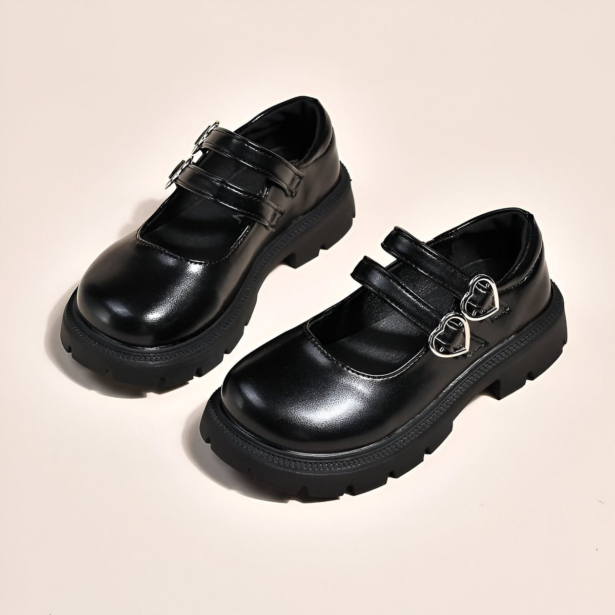 NovaX Mocassins Fille Brides Cœur Noirs Style Soigné