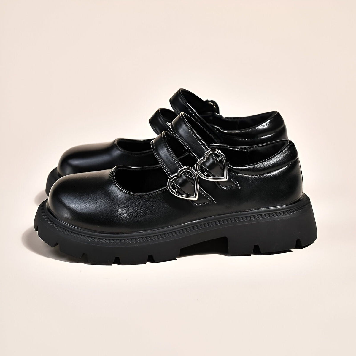 NovaX Mocassins Fille Brides Cœur Noirs Style Soigné