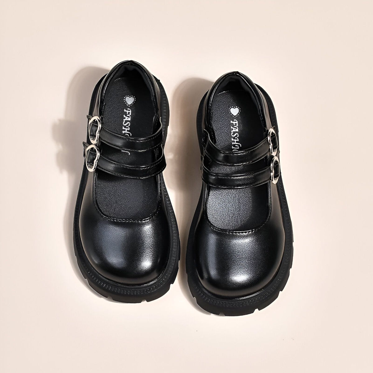 NovaX Mocassins Fille Brides Cœur Noirs Style Soigné