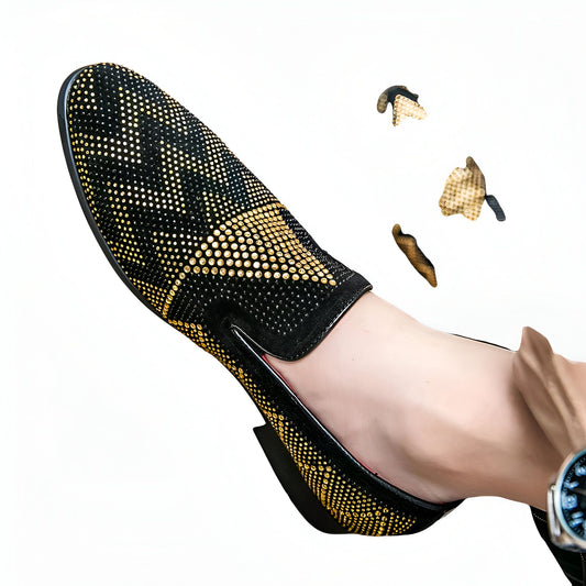 NovaMoc Mocassins noirs Homme Élégants Strass
