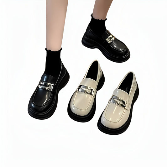 NovaBrand Mocassins plateforme bride argentée confort