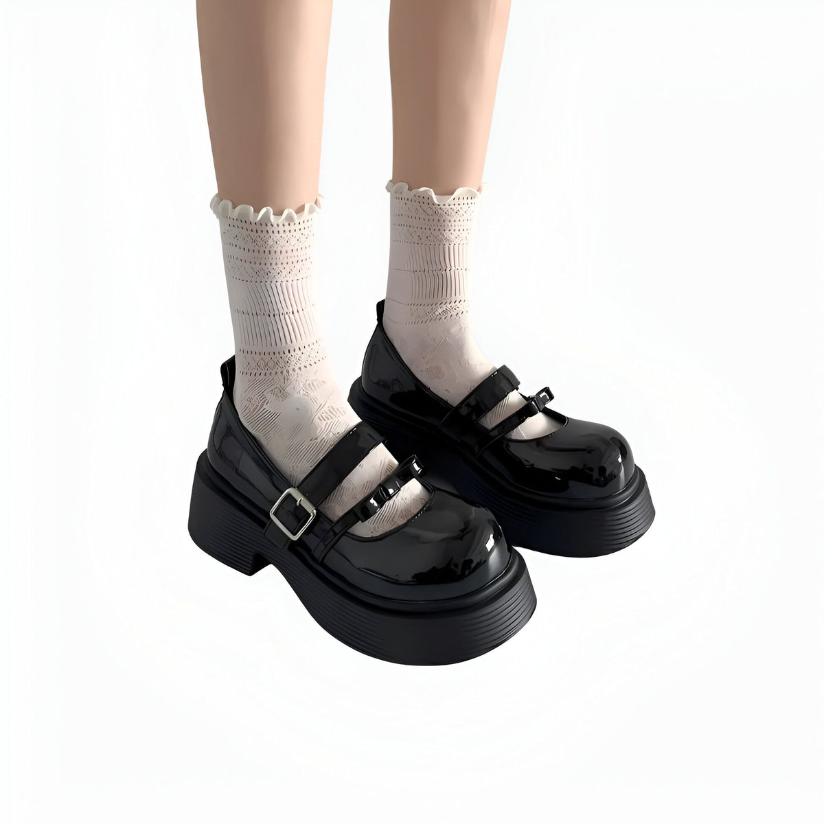 BrandX Mocassins plateforme double bride noir