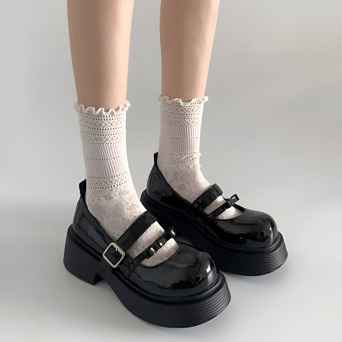 BrandX Mocassins plateforme double bride noir