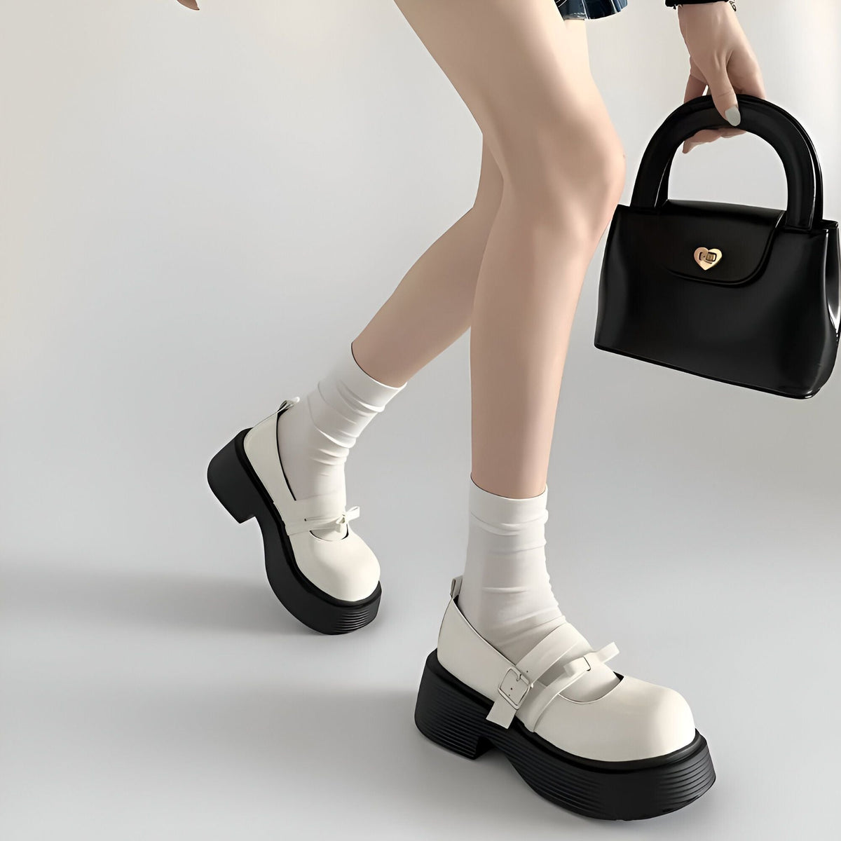 BrandX Mocassins plateforme double bride noir