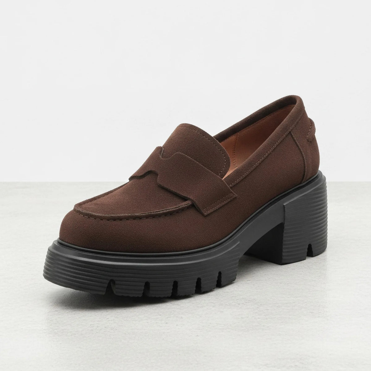 Mocassins Suédine Plateforme - Semelle Épaisse Marron