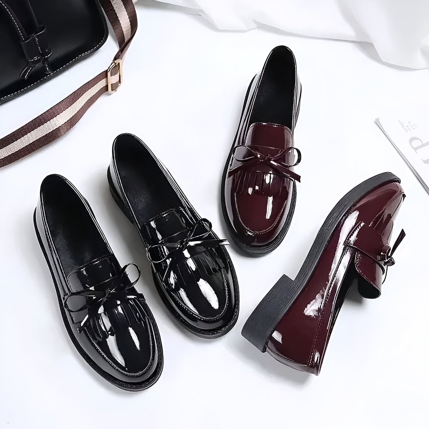 Belia Mocassins Femme Vernis Synthétique Nœud & Franges