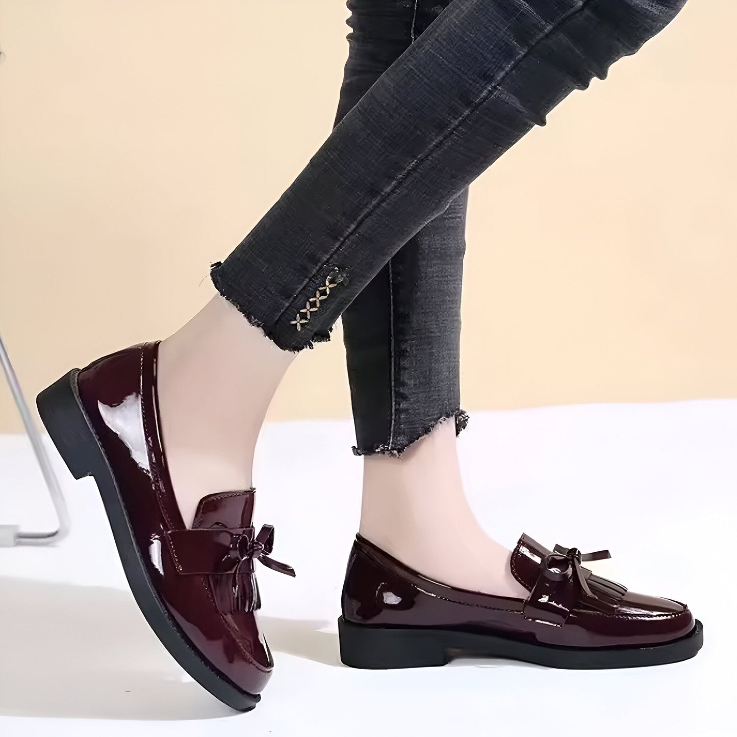 Belia Mocassins Femme Vernis Synthétique Nœud & Franges