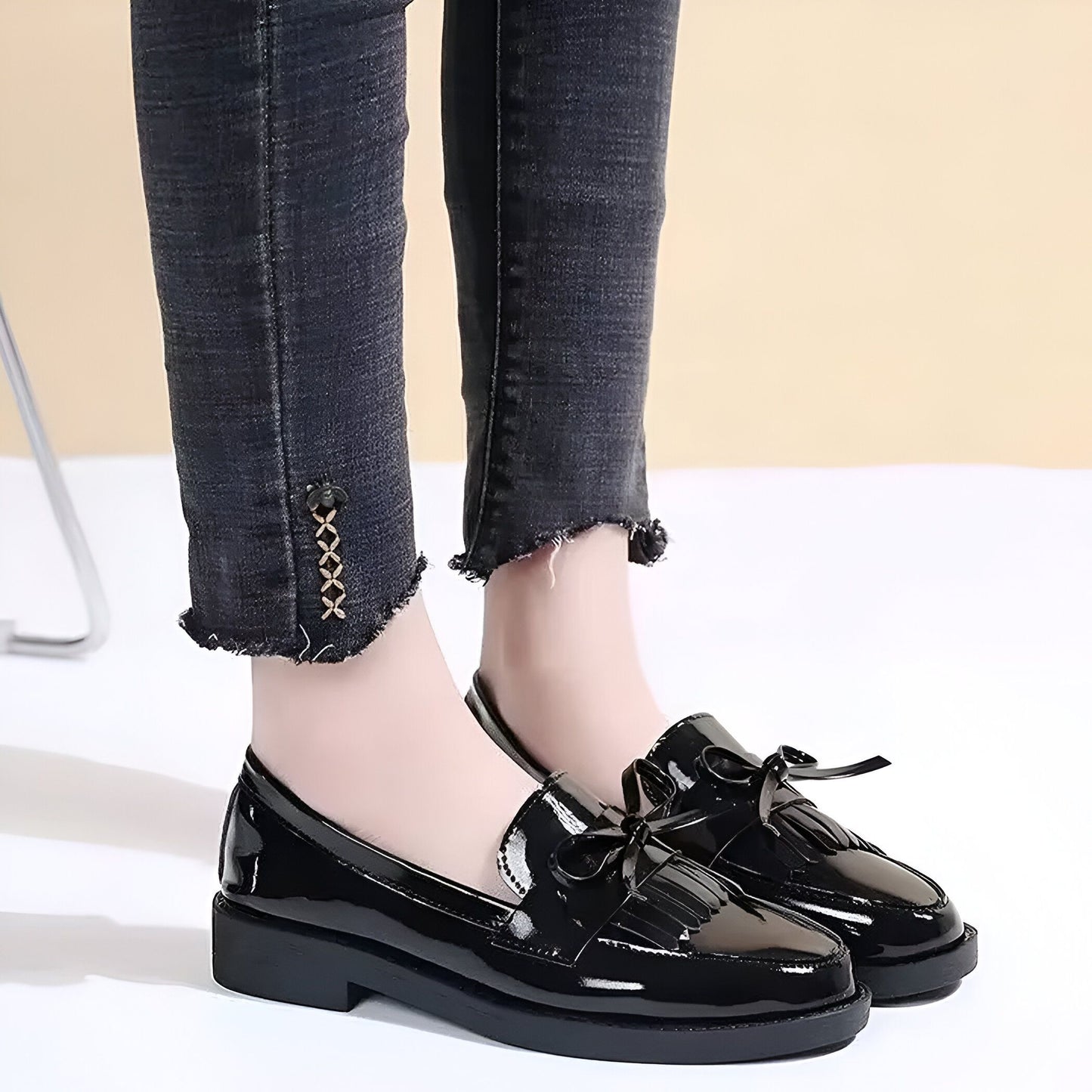 Belia Mocassins Femme Vernis Synthétique Nœud & Franges
