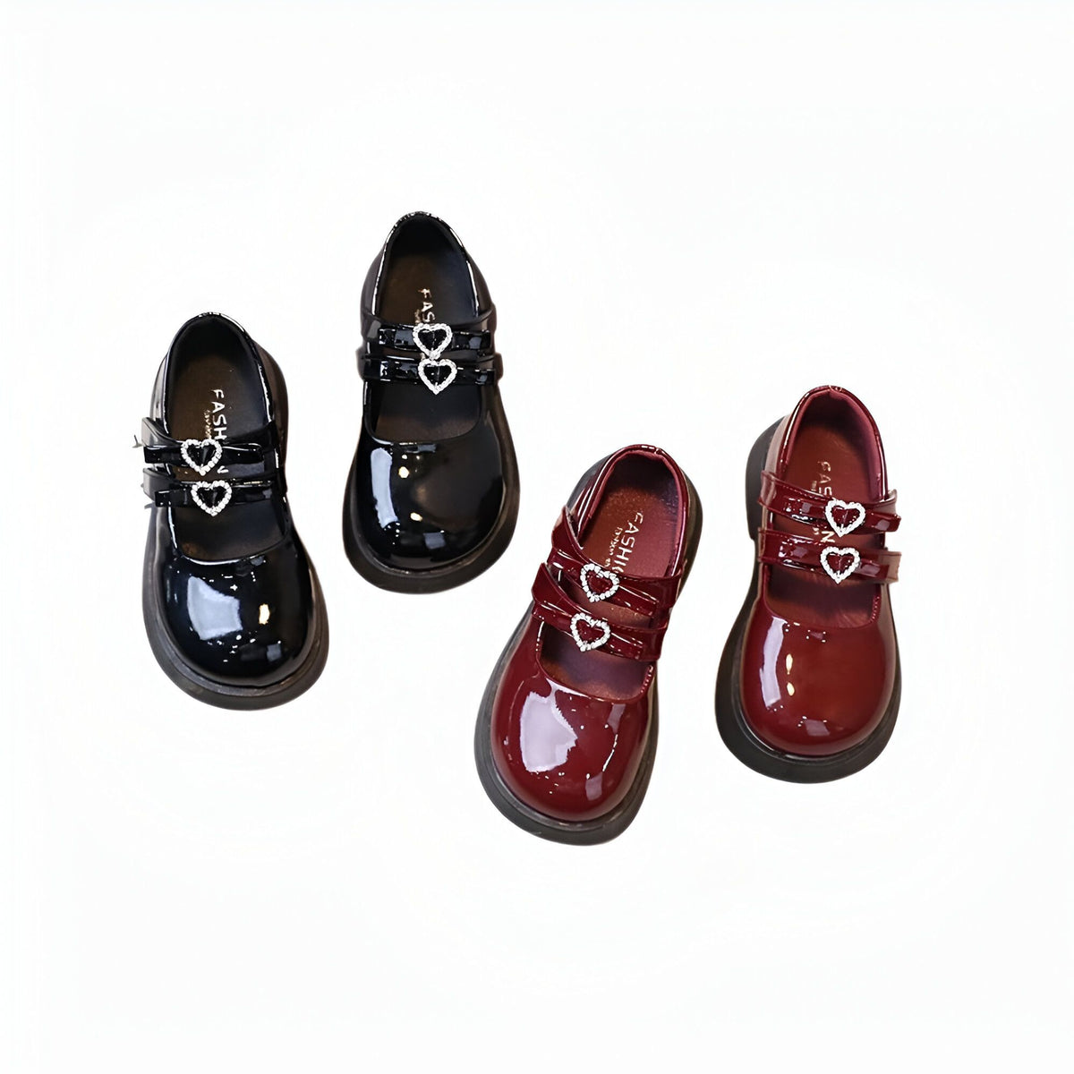 Mocassins Fille Vernis Scratch - Double Bride Cœur
