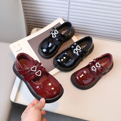 Mocassins Fille Vernis Scratch - Double Bride Cœur