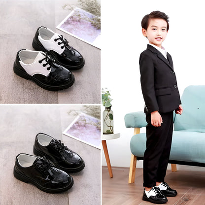 Élégance Kids: Mocassins vernis enfant lacets cérémonie