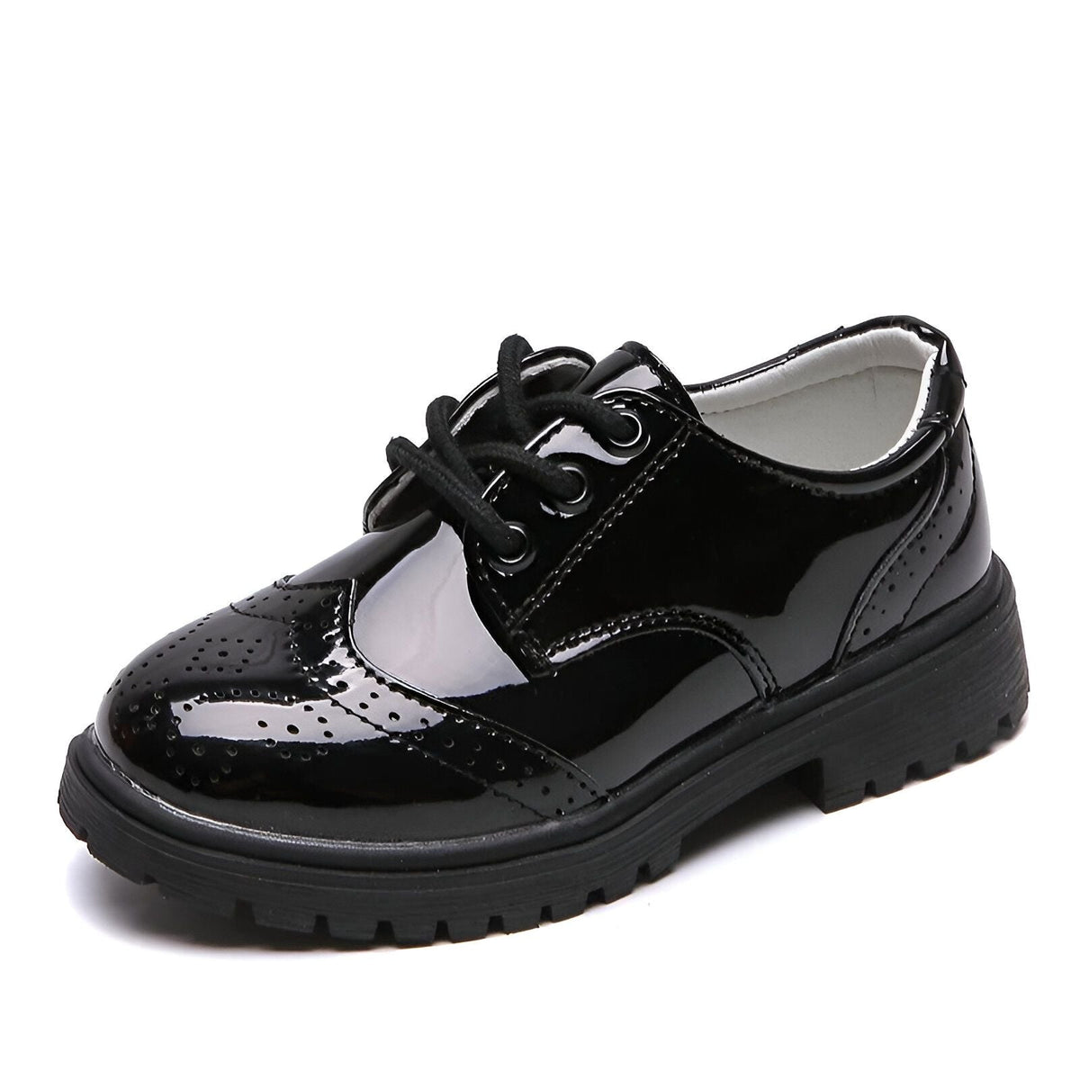 Élégance Kids: Mocassins vernis enfant lacets cérémonie
