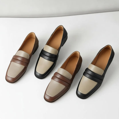 Nexa Mocassins Cuir Véritable Bicolores Talon Carré