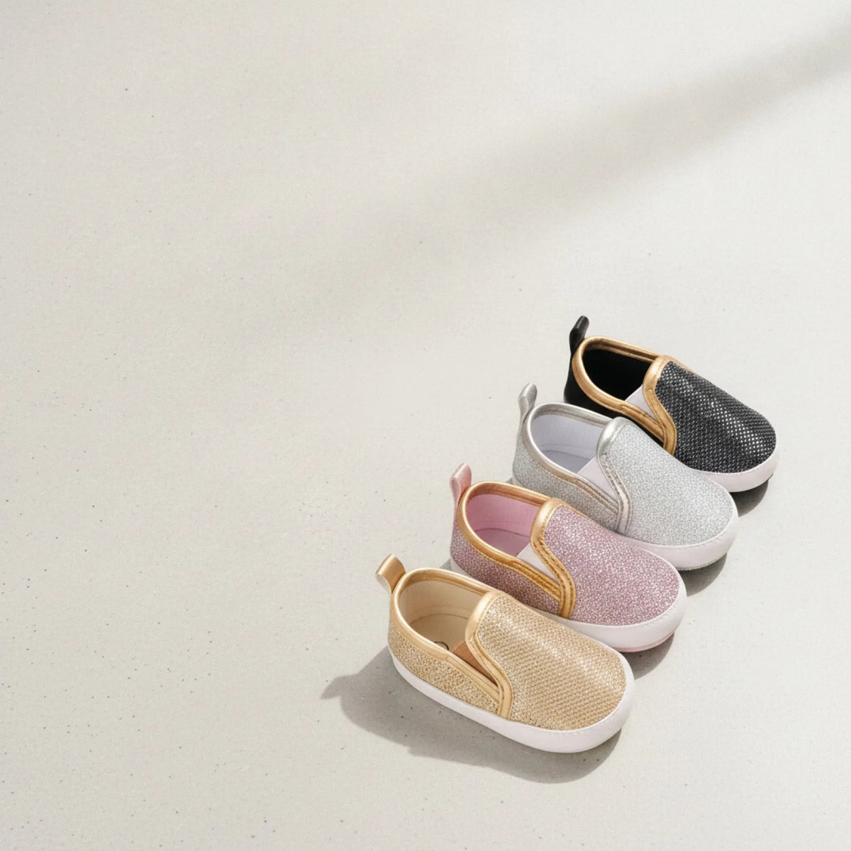 Nova Mocassins bébé fille souples paillettes faciles