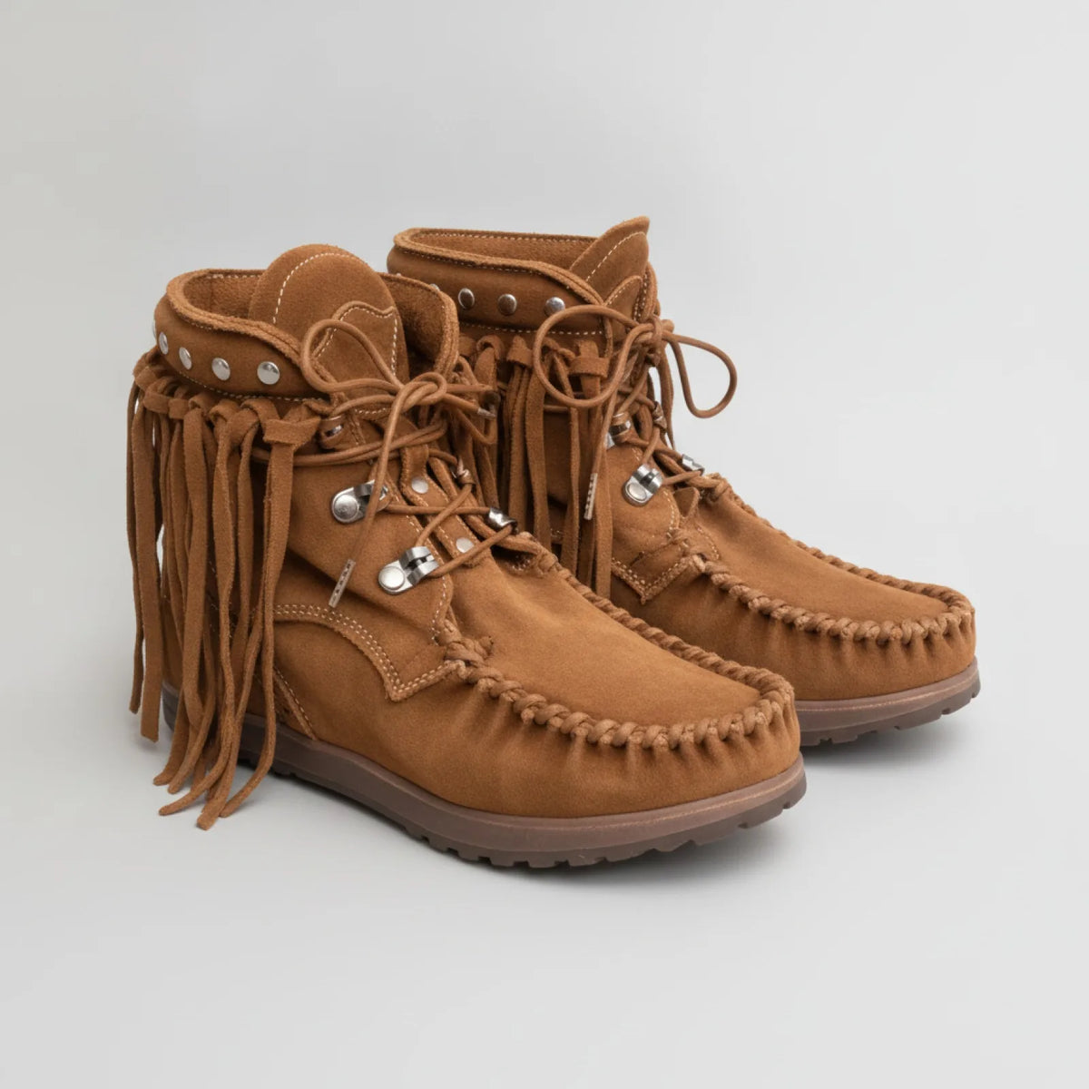 Nova Mocassins Bohèmes Franges Lacets Cuir Végan