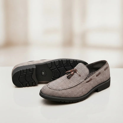 Nova Mocassins Glands Homme Carreaux Marron Blanc