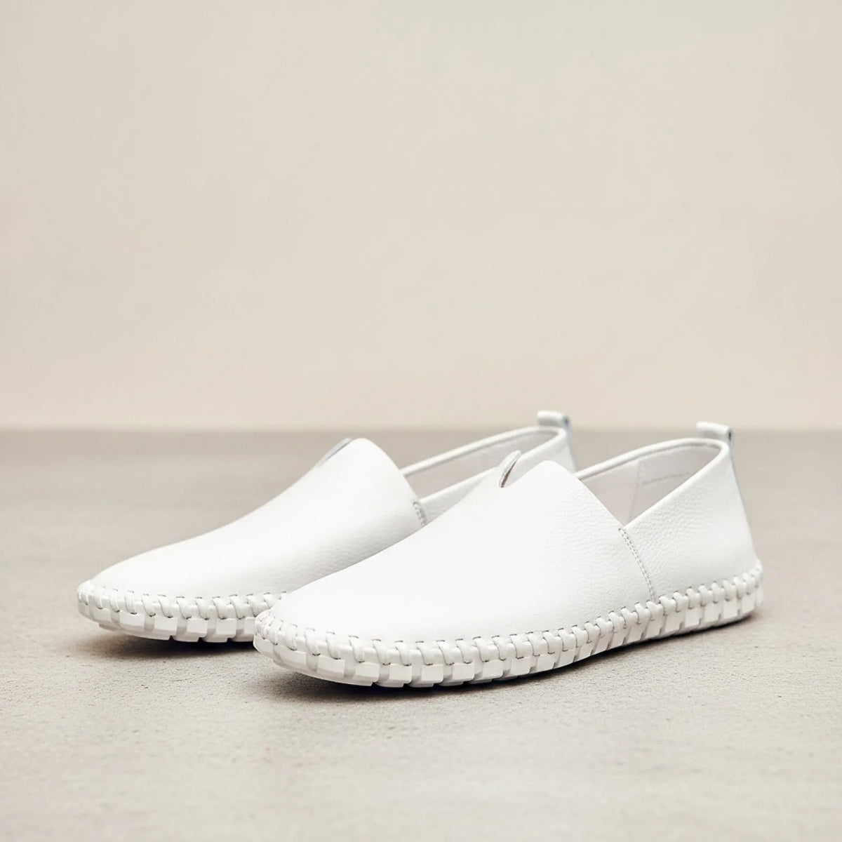 Nova Mocassins Homme Blancs Décontractés en Simili Cuir