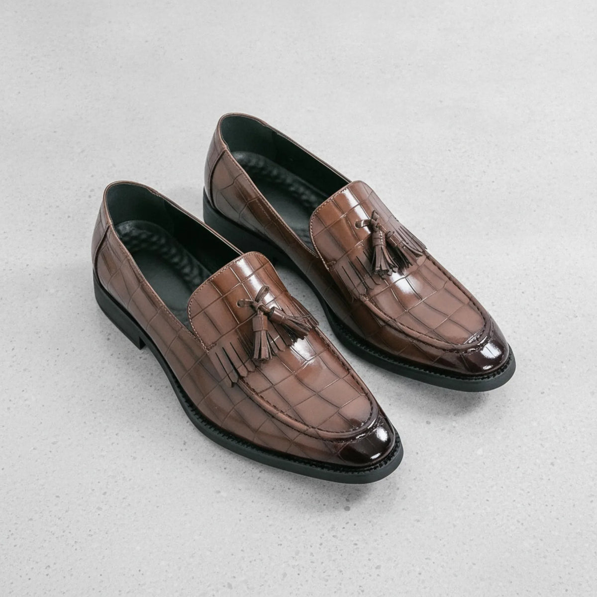 Nova Mocassins Homme Effet Croco Coloré Gland Similicuir
