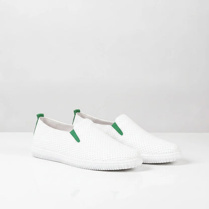 NovaFoot Mocassins Blancs Cuir Végan Perforé Souple