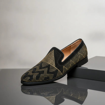 NovaMoc Mocassins noirs Homme Élégants Strass
