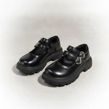 NovaX Mocassins Fille Brides Cœur Noirs Style Soigné
