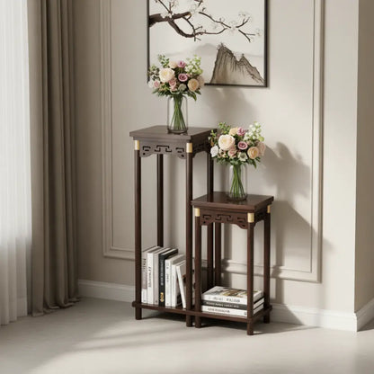 Porte plante ancien en bois sur pied