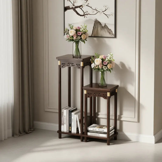 Porte plante ancien en bois sur pied