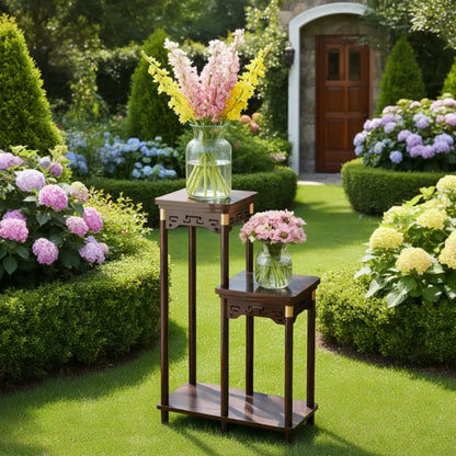 Porte plante ancien en bois sur pied