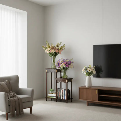 Porte plante ancien en bois sur pied