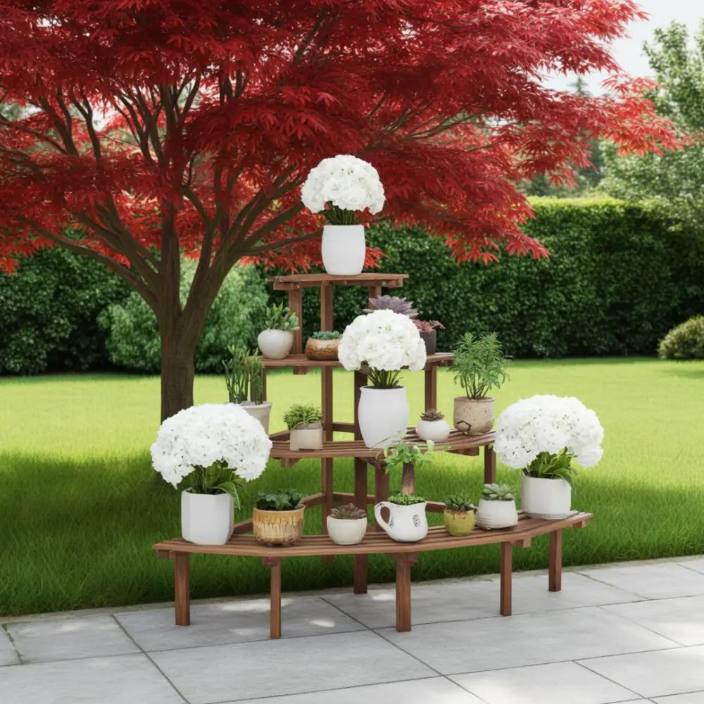 Porte plante d'angle en bois