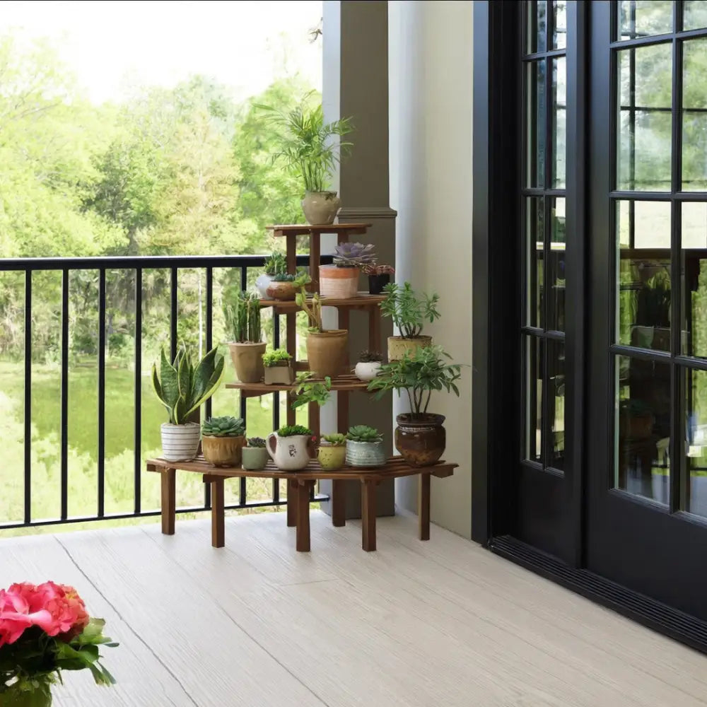 Porte plante d'angle en bois