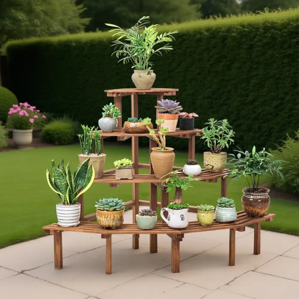 Porte plante d'angle en bois