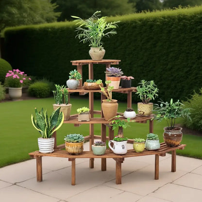 Porte plante d'angle en bois