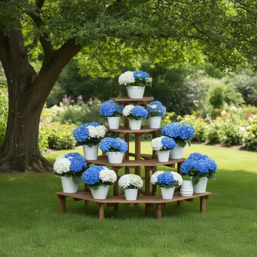 Porte plante d'angle en bois