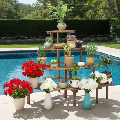 Porte plante d'angle en bois