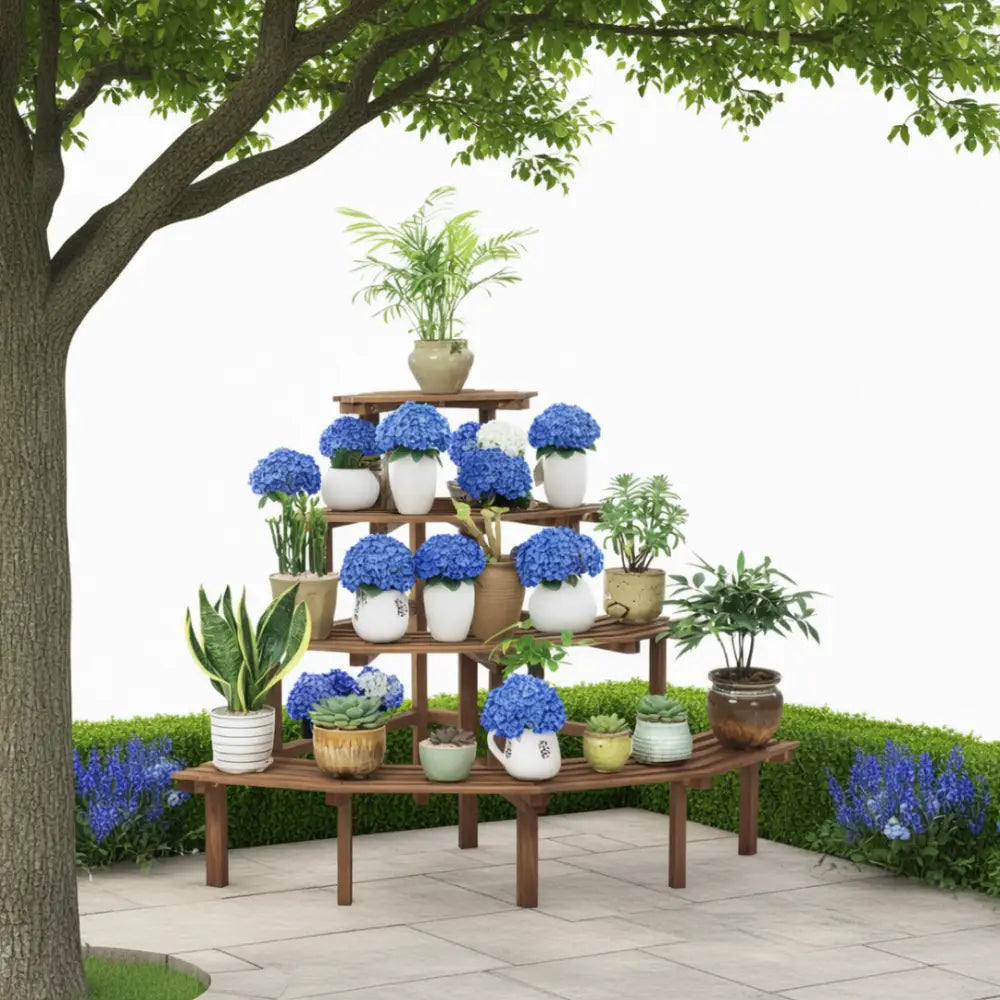 Porte plante d'angle en bois