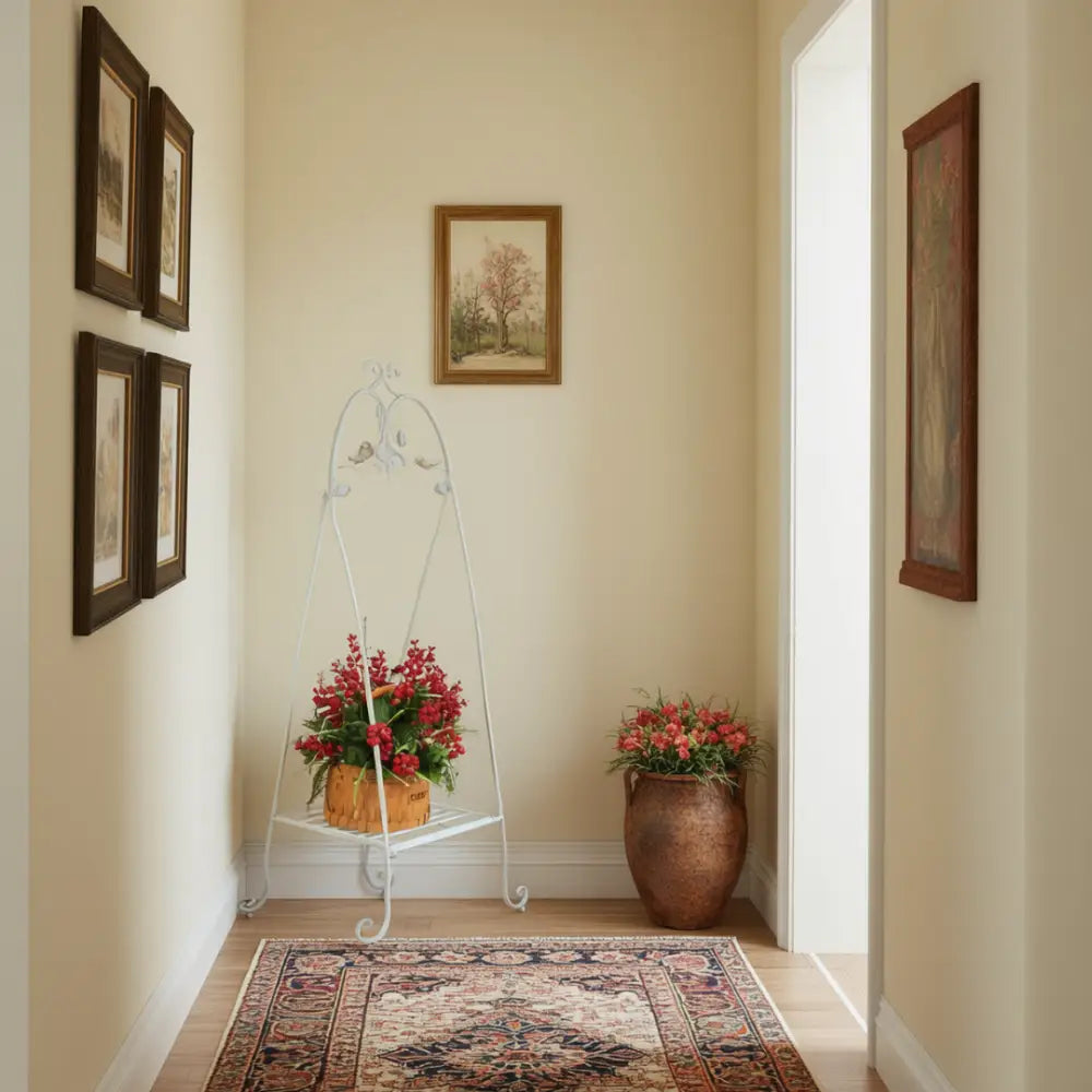 Porte plante fer forgé blanc