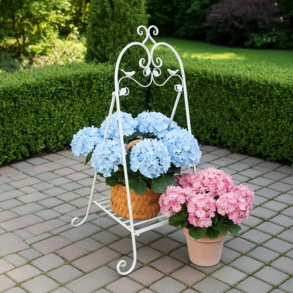 Porte plante fer forgé blanc