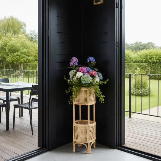 Porte plante rotin vintage