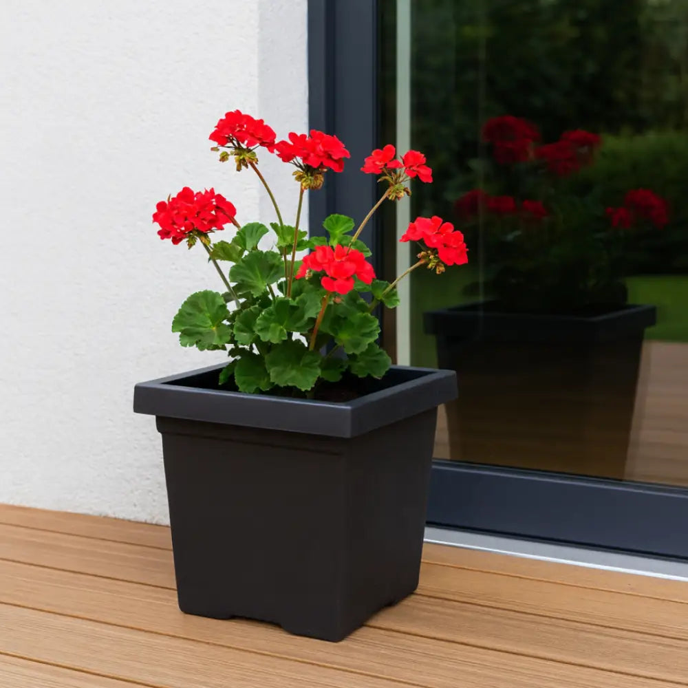 Pot de fleur carré noir