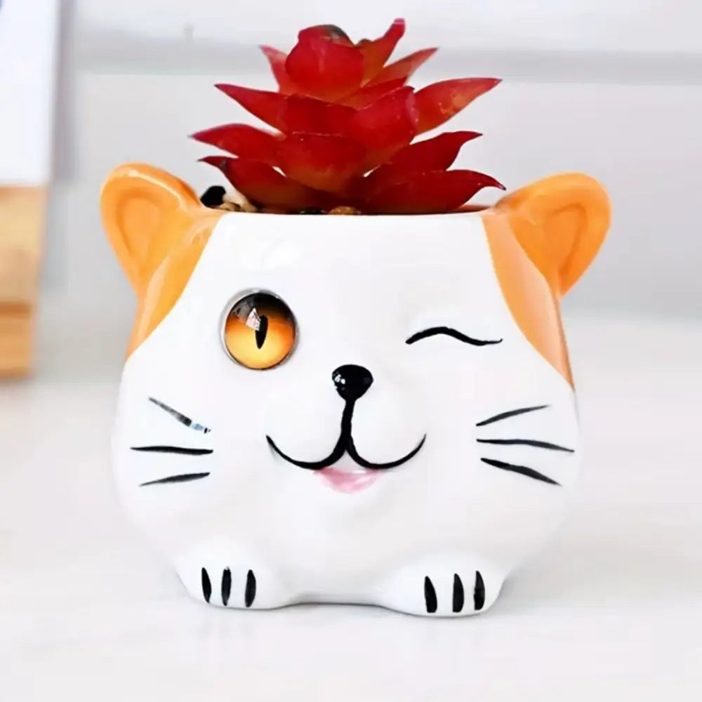 Pot de fleur chat