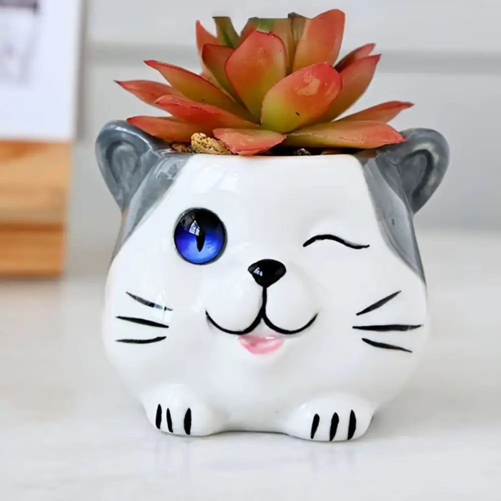 Pot de fleur chat